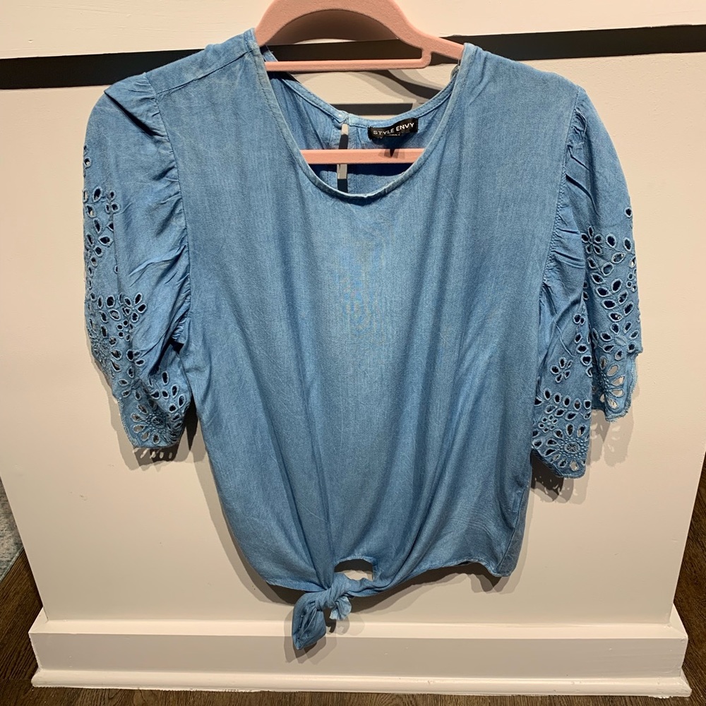 Denim cut out shirt